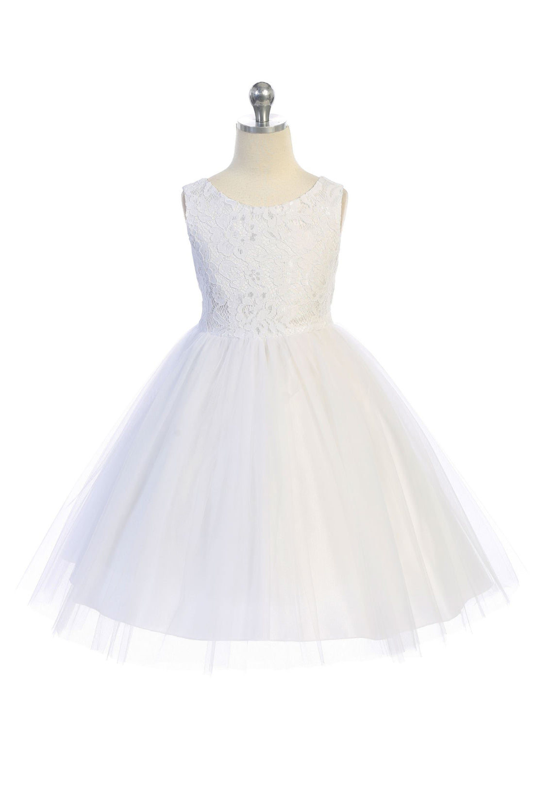 Lace with Mesh Pearl Trim Girl Party Dress by AS456B Kids Dream - Girl Formal Dresses