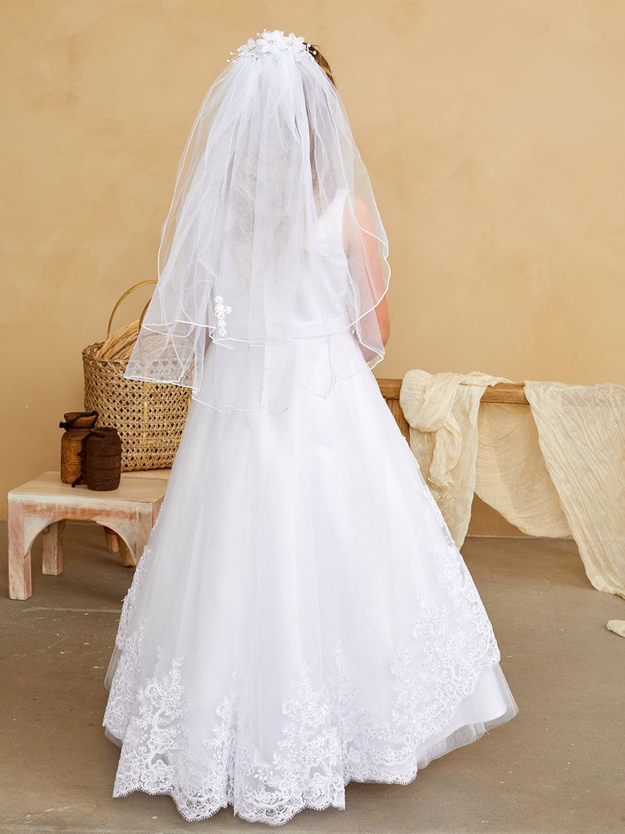 Flower Girl Dress with Lace Bodice and Overlay Skirt by TIPTOP KIDS - AS5838