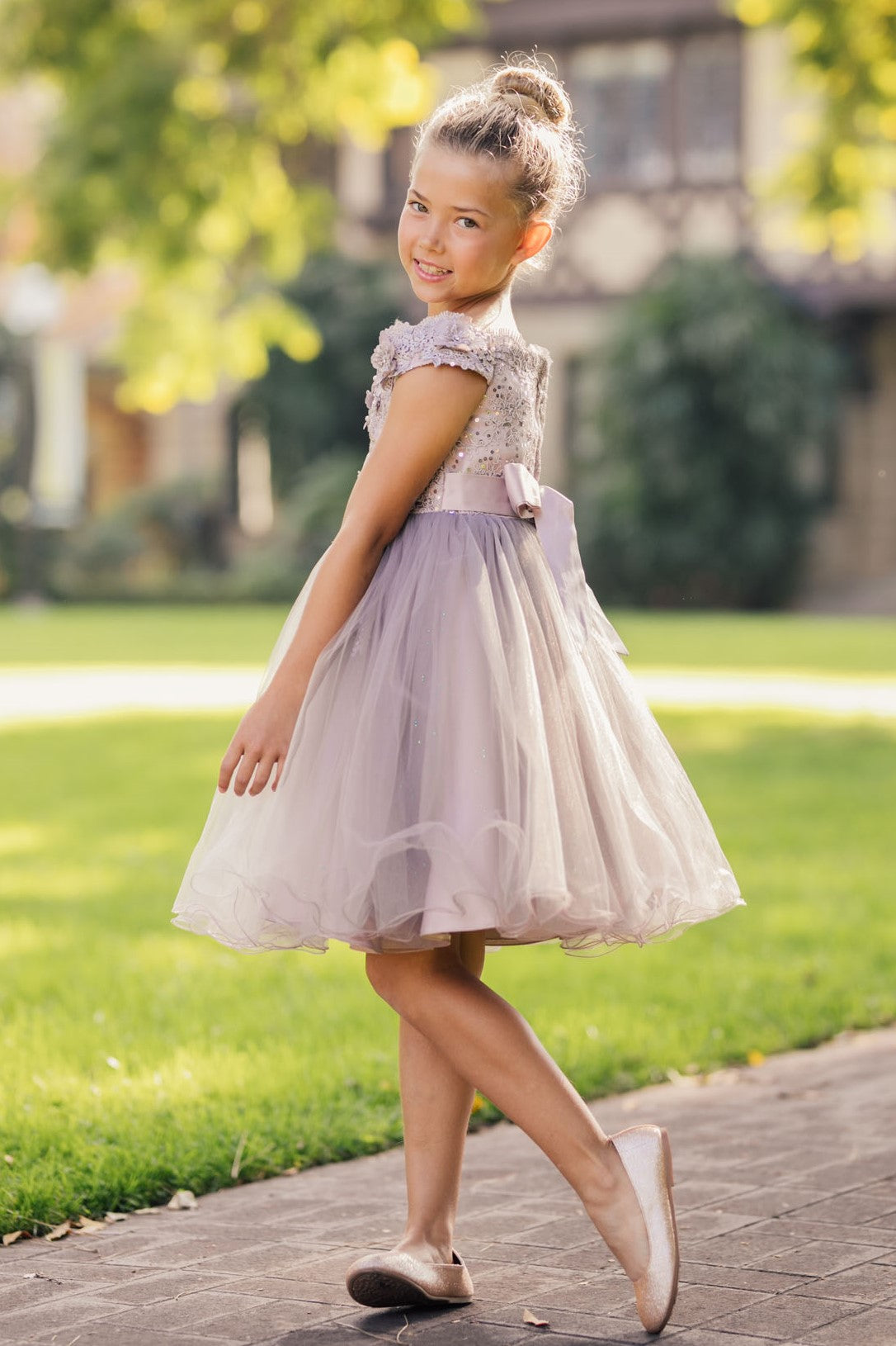 Off the Shoulder Floral Lace Tulle Girl Party Dress by Cinderella Couture USA AS9085