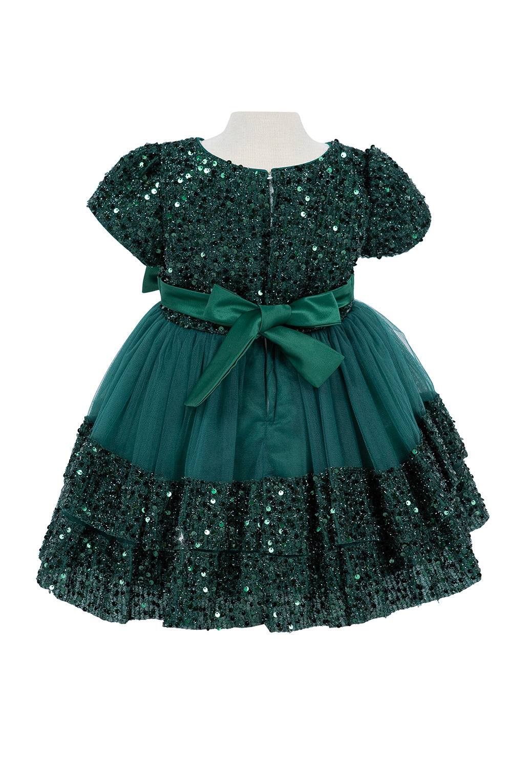 Sequin Stretch Velvet Ribbon Baby Dress by Cinderella Couture USA AS9137B
