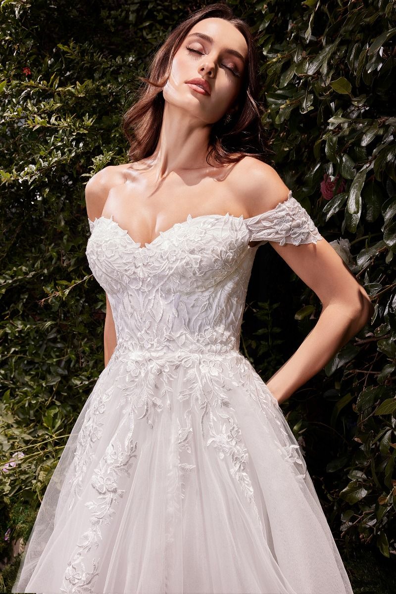Lace & Tulle Sweetheart Neckline A-Line Gown by Cinderella Divine C159W