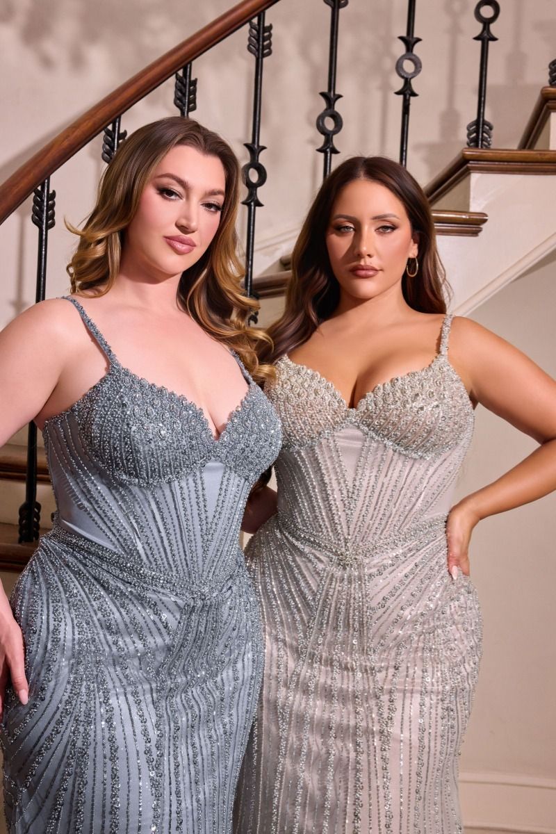 Sweetheart Neckline Fully Beaded Gown By Ladivine CC398C - Women Evening Formal Gown - Curves