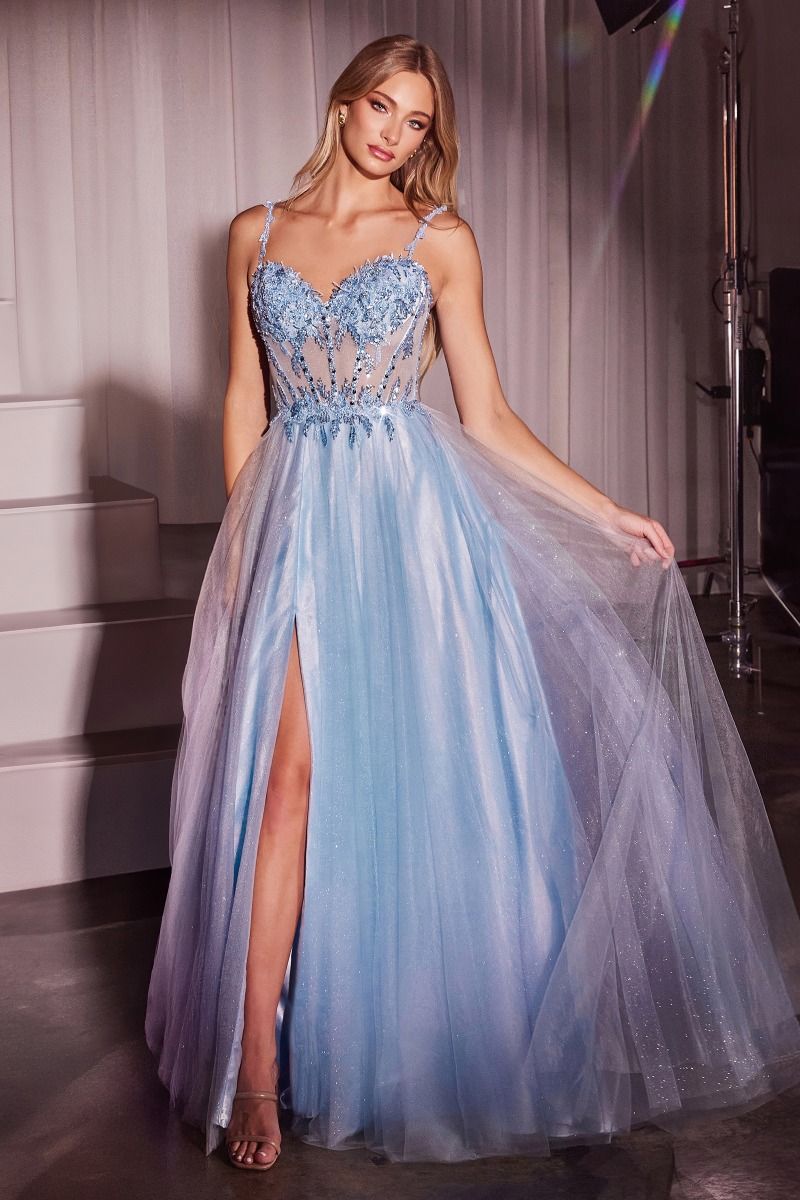 Sweetheart Neckline Tulle A-Line Gown by Cinderella Divine CD0234 - Special Occasion/Curves