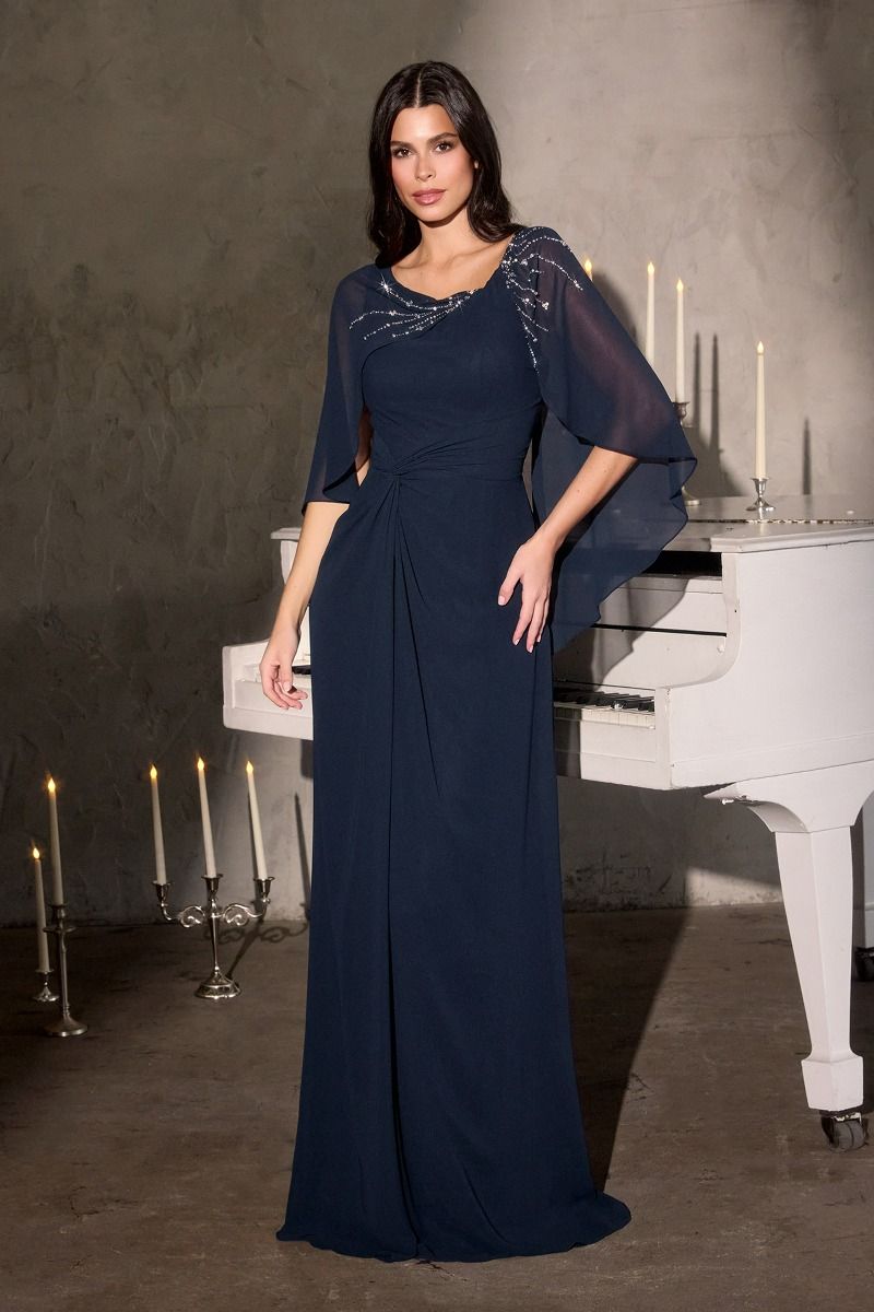 Modest Scoop Neckline Gown By Ladivine CR884 - Women Evening Formal Gown - Special Occasion/Curves