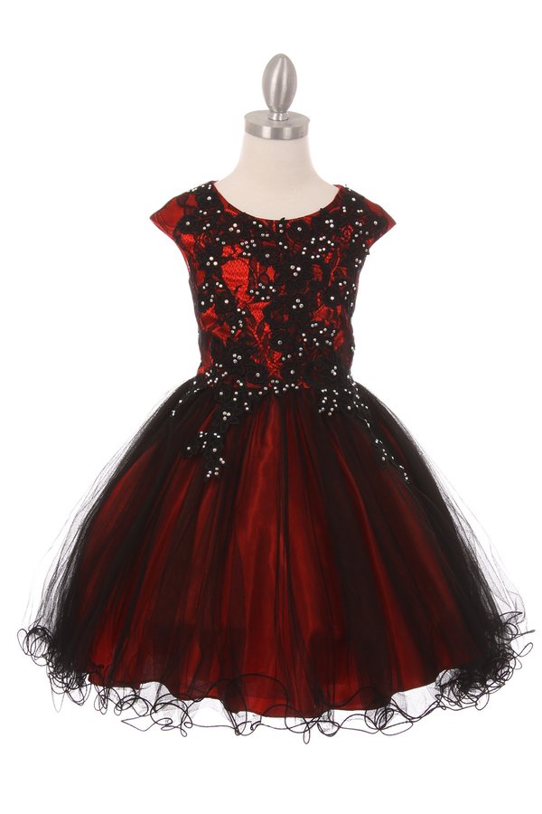 Floral Lace Tulle Girl Party Dress by Cinderella Couture USA AS5045