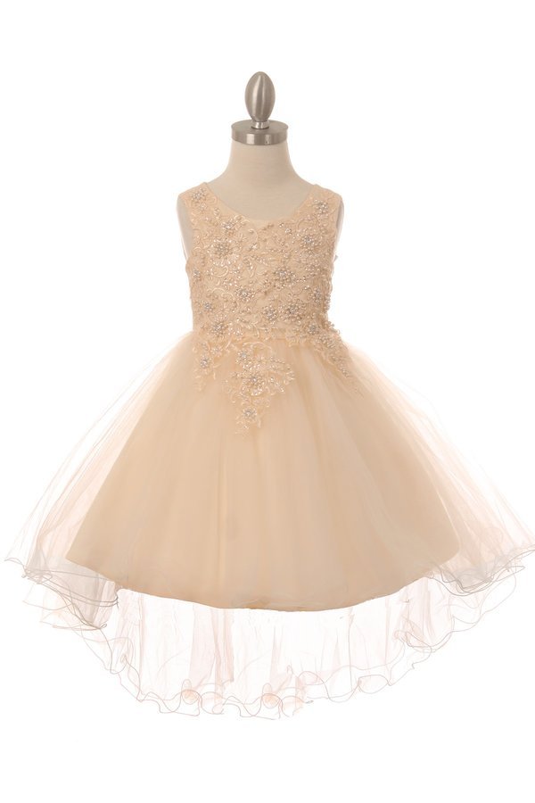 Pearls Rhinestones Tulle Girl Party Dress by Cinderella Couture USA AS9086