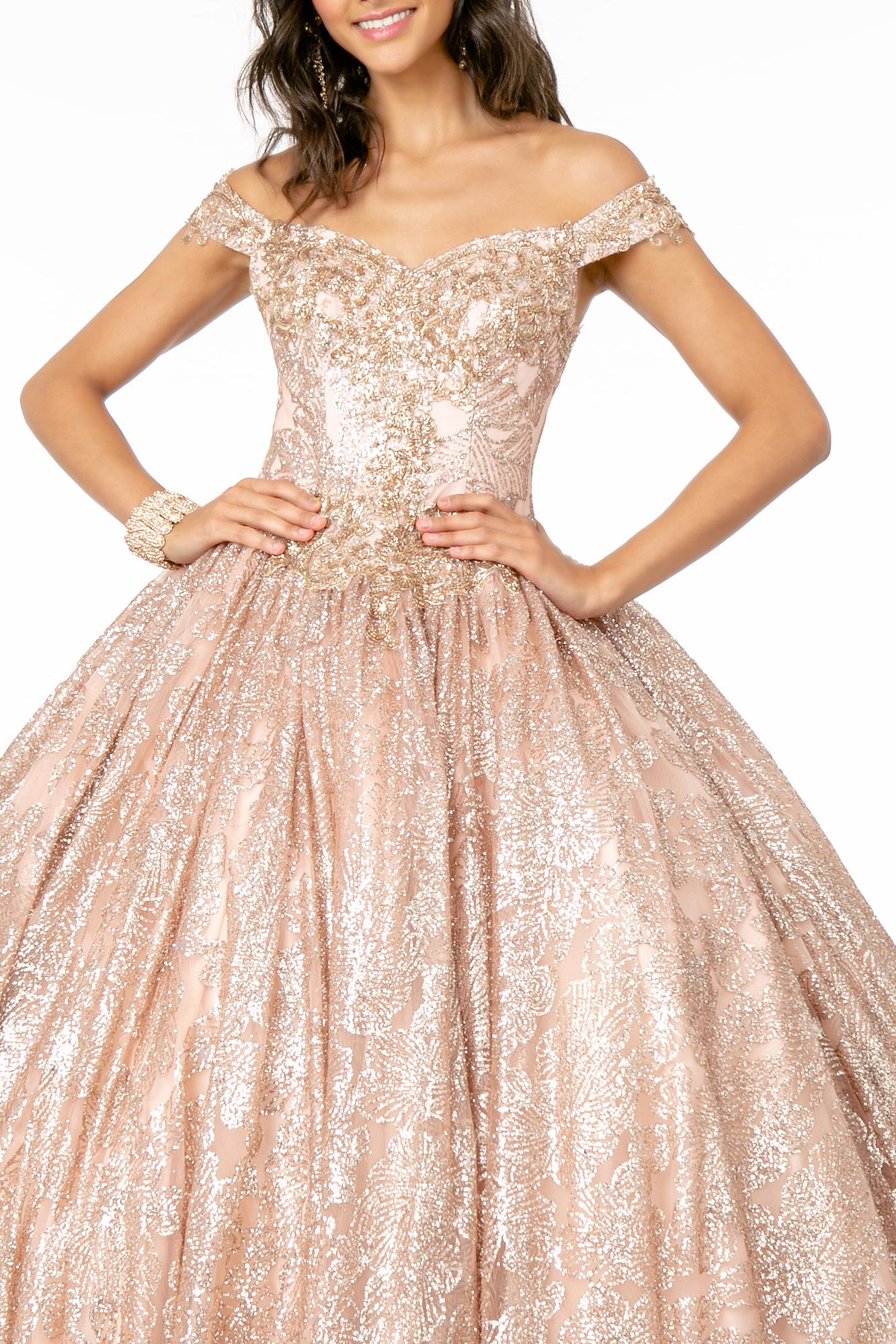 Off the Shoulder Beaded Sweetheart Neckline Quinceanera Dress Elizabeth K - GL1820