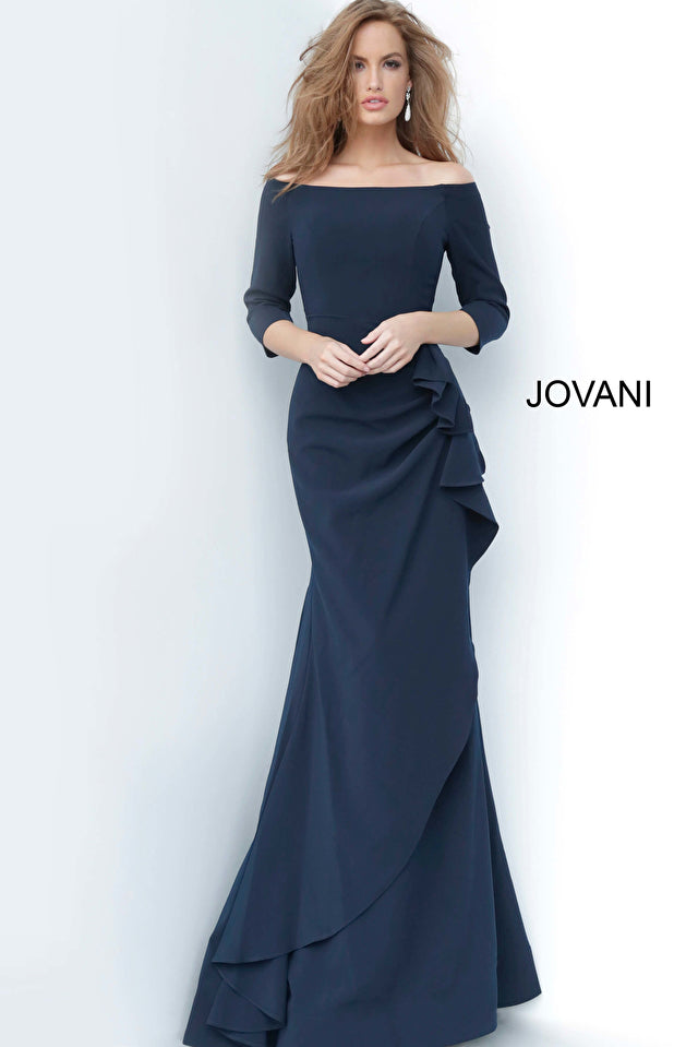 Jovani 00446 Sheath Off The Shoulder Ruched Evening Dress - Special Occasion/Curves