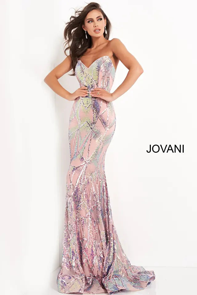 Jovani 05100 Embellished Strapless Sequin Dress - Special Occasion/Curves