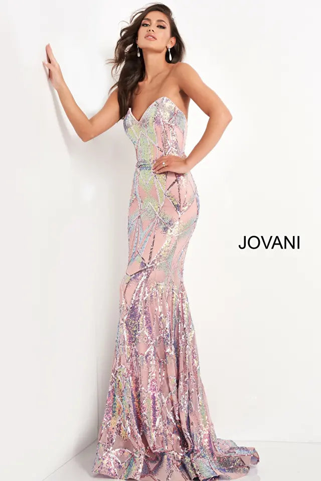 Jovani 05100 Embellished Strapless Sequin Dress - Special Occasion/Curves