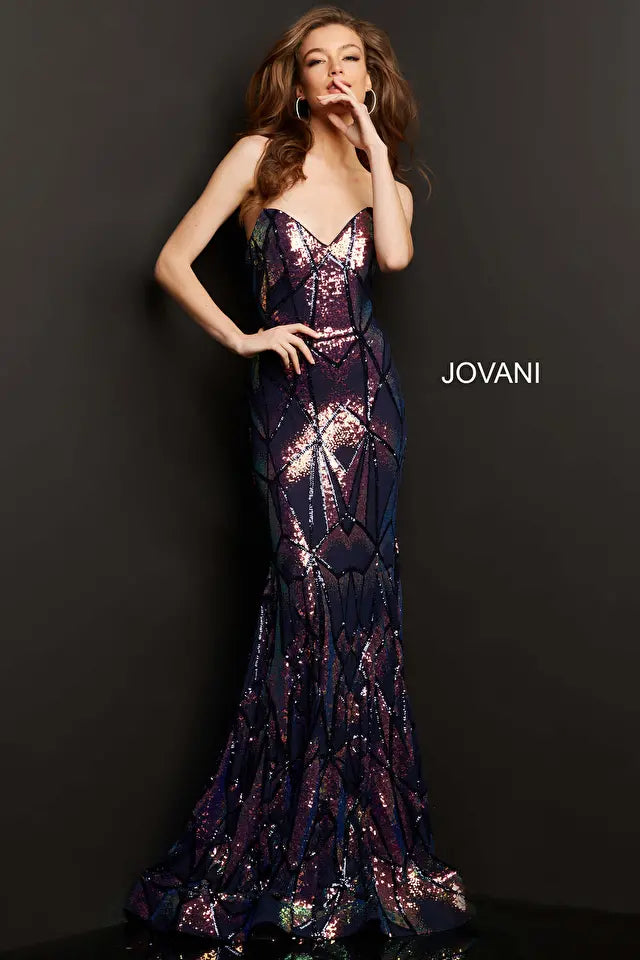 Jovani 05100 Embellished Strapless Sequin Dress - Special Occasion/Curves