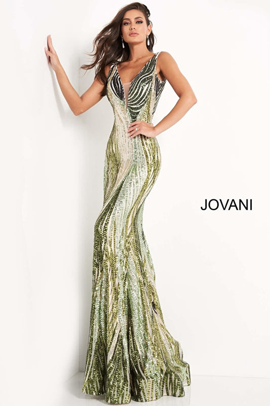 Jovani 05103 Embellished Plunging Neckline Prom Dress - Special Occasion/Curves