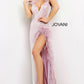 Jovani 06164 Fitted Sequin V-Neckline Feather Dress - Special Occasion