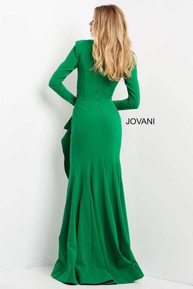 Jovani 06995 Long Sleeve Mermaid Crepe Gown - Special Occasion/Curves