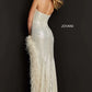 Jovani 07068 Strapless Sequin Feather High Slit Gown - Special Occasion