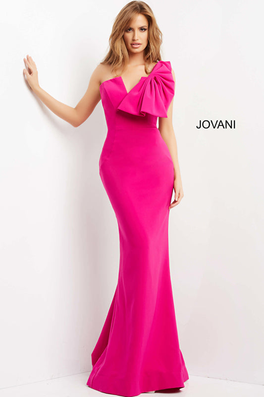 Jovani 07306 One Shoulder Form Fitting Evening Dress -Special Occasion/Curves