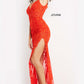 Jovani 07362 Spaghetti Straps V-Neckline Leg Slit Dress - Special Occasion