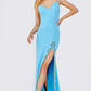 Jovani 09009 V-Neckline High Slit Backless Dress - Special Occasion