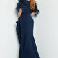 Jovani 09154 Off The Shoulder Feather Sleeve Long Gown - Special Occasion/Curves