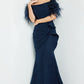 Jovani 09154 Off The Shoulder Feather Sleeve Long Gown - Special Occasion/Curves