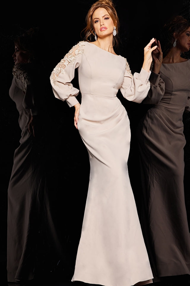 Jovani 09470 Long Sleeve Ruched Formal Gown - Special Occasion