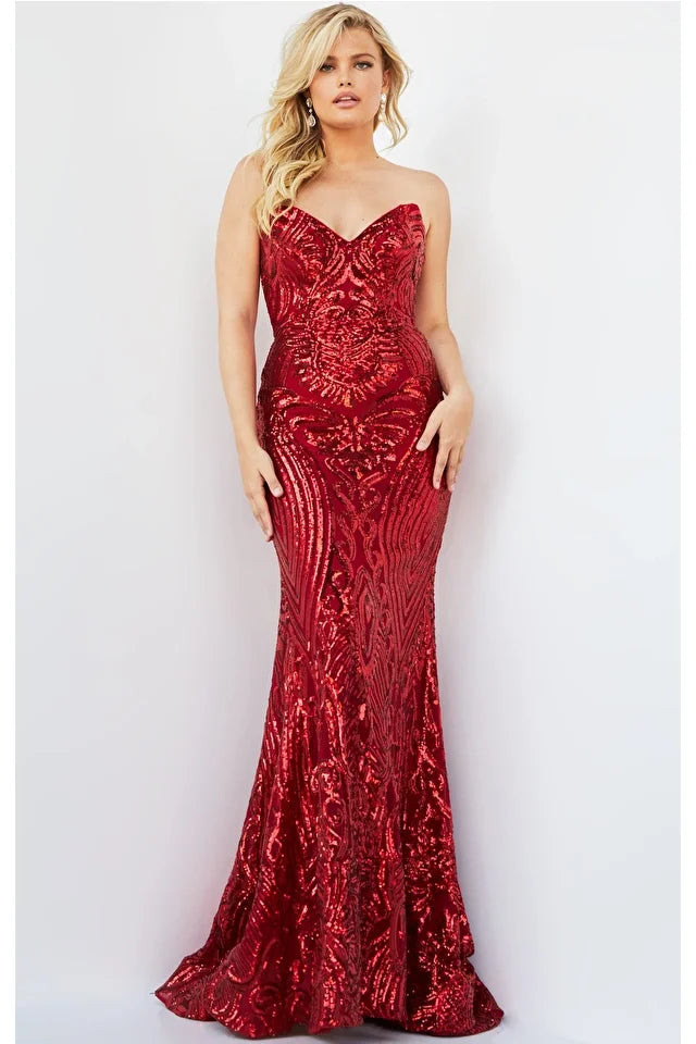 Jovani 09695 Strapless Sequin Sheath Prom Dress - Special Occasion/Curves