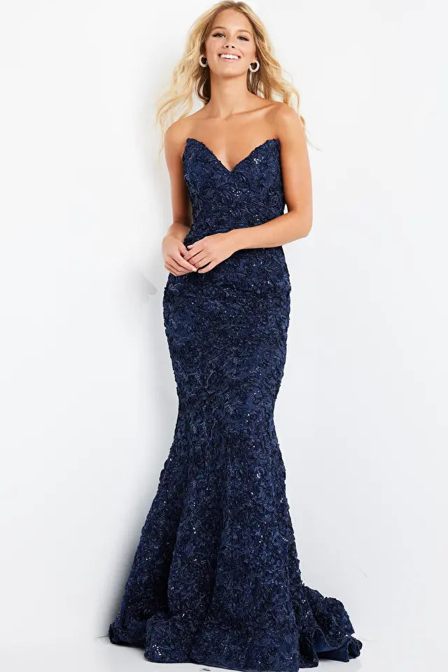 Jovani 09768 Fitted V-Neckline Mermaid Dress - Special Occasion/Curves