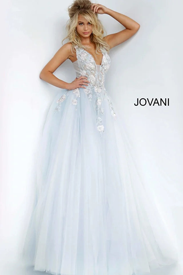 Jovani 11092 Tulle Floral Embroidered Party Ballgown - Special Occasion/Curves