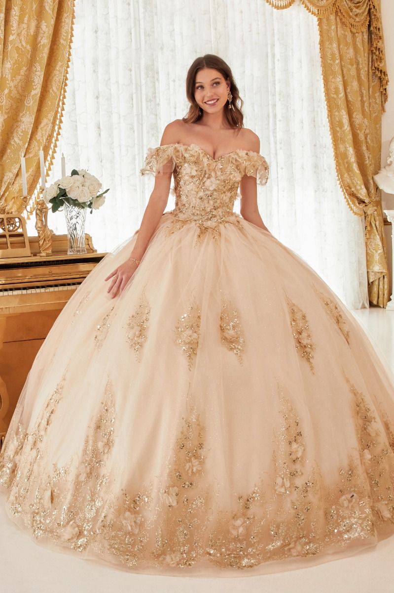 Floral Off The Shoulder Quinceanera Ball Gown By Ladivine 15701