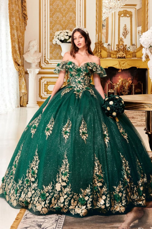 Floral Off The Shoulder Quinceanera Ball Gown By Ladivine 15701