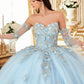 Floral Strapless Sweetheart Neckline Quinceanera Ball Gown By Ladivine 15714