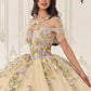 Multi Colored Floral Off Shoulder Gown by Cinderella Divine 15724 - Quinceanera