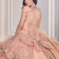 Draped Beaded Shoulder Sweetheart Neckline Quinceanera Dress By Ladivine 15727