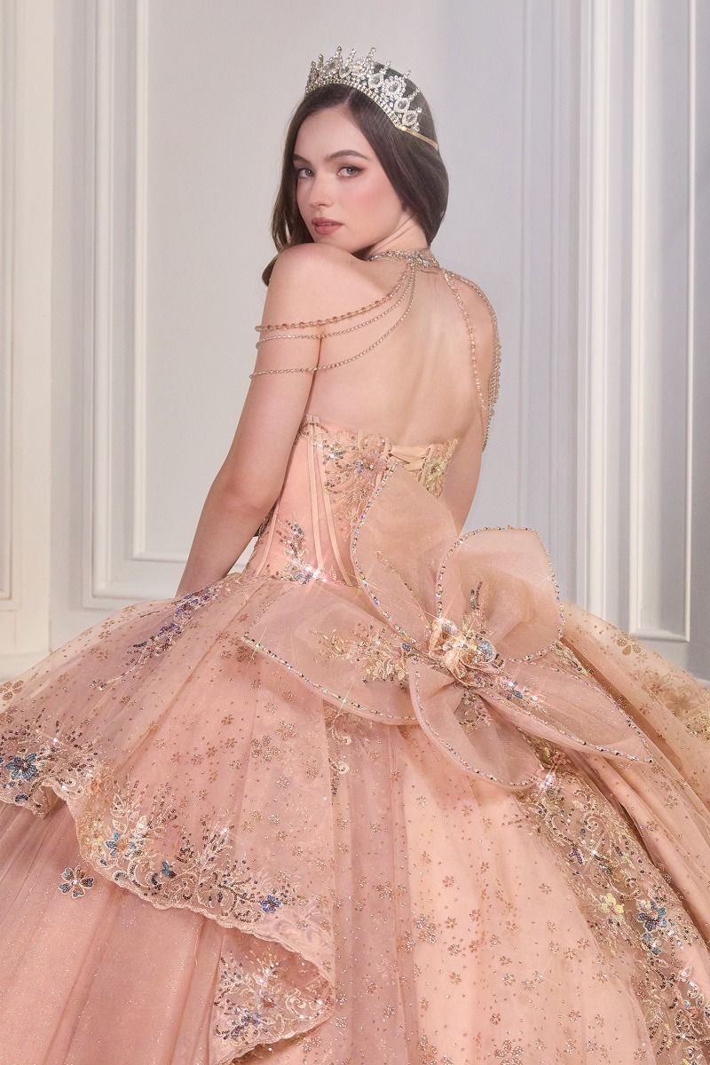 Draped Beaded Shoulder Sweetheart Neckline Quinceanera Dress By Ladivine 15727