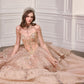 Draped Beaded Shoulder Sweetheart Neckline Quinceanera Dress By Ladivine 15727