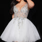 Jovani 1774 Fit and Flare Short Beaded Tulle Dress