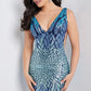 Jovani 22351 Blue Sequin Open Back Short Dress