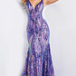 Jovani 22770 Sequin Fitted Plunging Neck Sheath Dress - Special Occasion/Curves