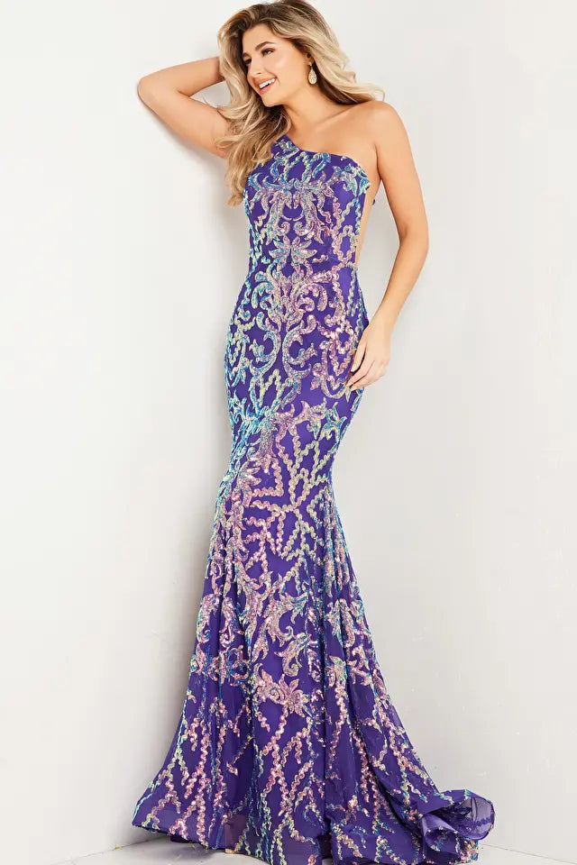 Jovani 22845 Embellished One Shoulder Dress - Special Occasion/Curves