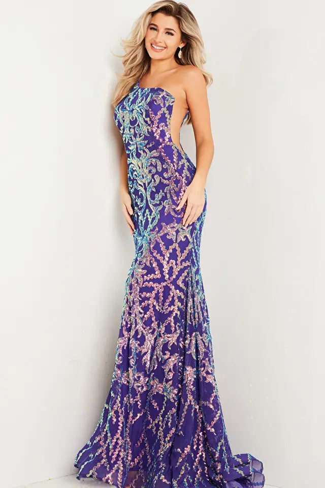 Jovani 22845 Embellished One Shoulder Dress - Special Occasion/Curves