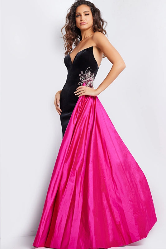 Jovani 26117 Strapless Velvet Sheath Gown - Special Occasion