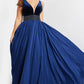 Jovani 26201 Embellished Belt V-Neck Gown - Special Occasion