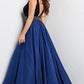 Jovani 26201 Embellished Belt V-Neck Gown - Special Occasion