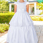 Illusion Top Satin Cap Sleeve Girl Communion Dress by Cinderella Couture USA AS2910