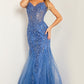 Jovani 37416 Glitter V-Neckline Mermaid Tulle Dress - Special Occasion/Curves