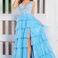 Jovani 37632 V-Neckline A-Line Tulle Layered Dress - Special Occasion/Curves