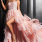 Jovani 38144 Floral Embroidered Leg Slit Dress - Special Occasion/Curves