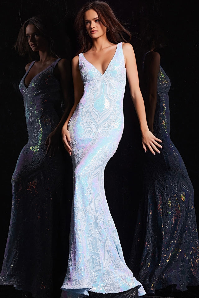 Jovani 38148 Sequin Backless Long Dress - Special Occasions/Curves