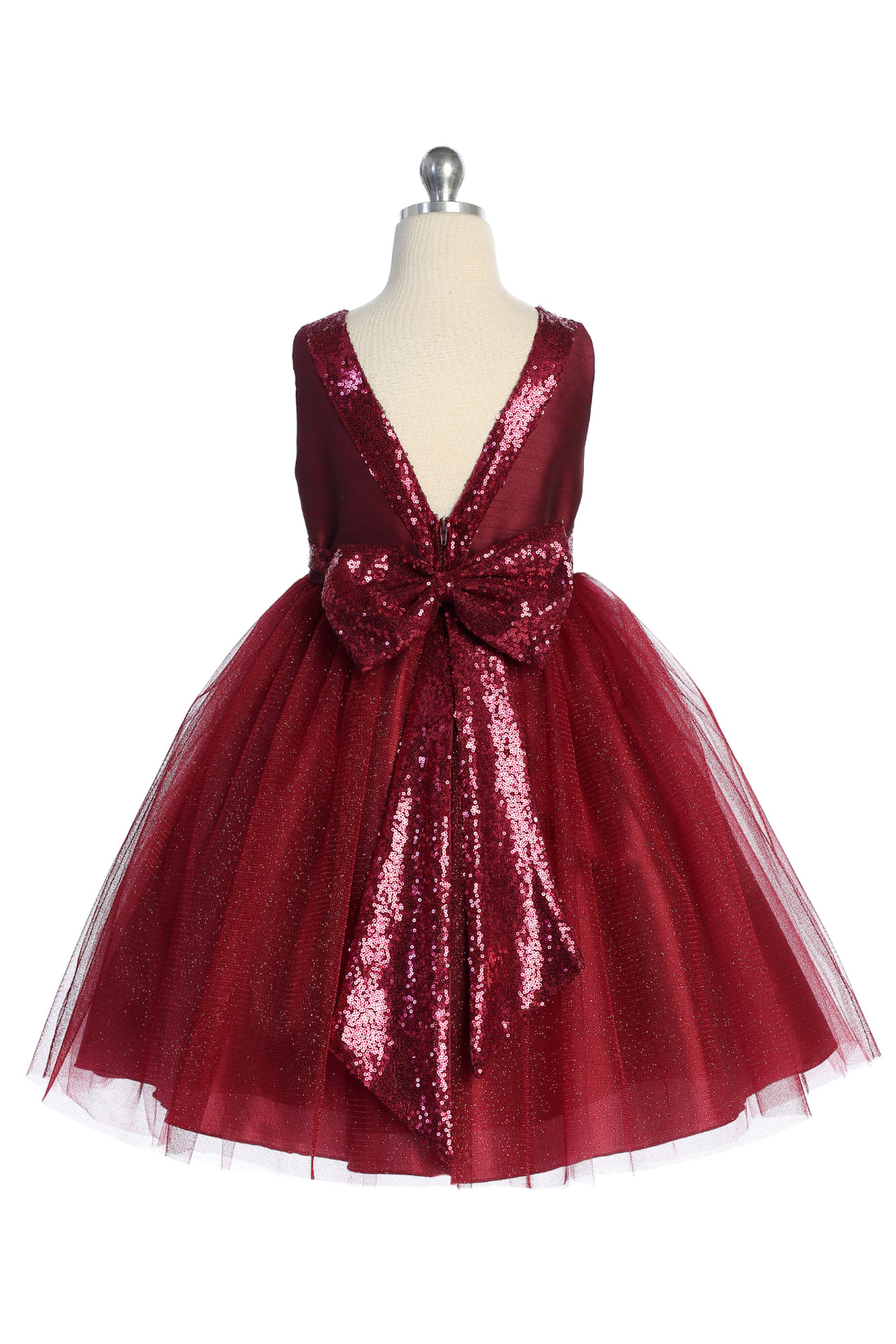 AS498 Kids Dream - Matching Sequins V Back & Bow Girls Dress