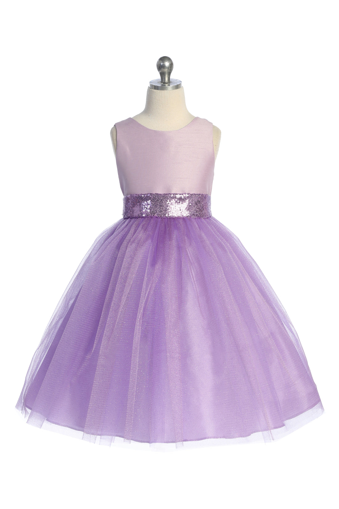 AS498 Kids Dream - Matching Sequins V Back & Bow Girls Dress